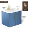 Phiestina 24" Blue Floating Bathroom Vanity, Wall-Mounted Cabinet with Ceramic Sink, 2 Soft-Close Doors, Fully Assembled, Brushed Gold Hardware - 2 of 4