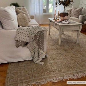 Hauteloom Rice Dusty Sage Fringed Jute Carpet - 1 of 4