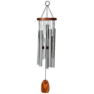 Teak and Silver Aluminum Octave Doubling Wind Chime