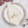 Saro Lifestyle Embroidered Ornament Holly Design Holiday Linen Blend Napkin (Set of 4), 20"x20", Beige - 4 of 4