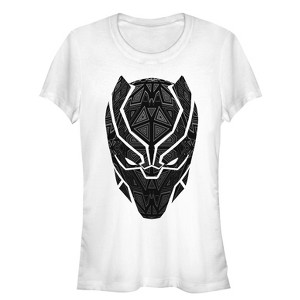 Juniors Womens Marvel Black Panther Ornate Mask T-Shirt - 1 of 3
