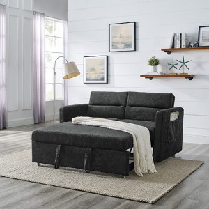 FONTOI Loveseats Sofa Bed with Pull-out Bed, Convertible Sleeper Couch with Adjsutable Back and Arm Pockets for Living Room, Black, 54.5"*31.5"*33" - 1 of 4