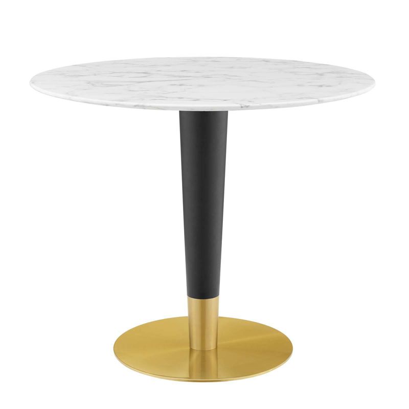 36&#34; Zinque Artificial Marble Dining Table Gold/White - Modway, 1 of 6