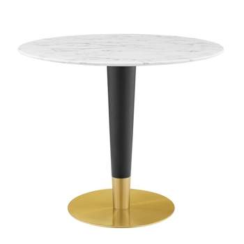 36" Zinque Artificial Marble Dining Table Gold/White - Modway
