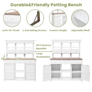 62" Portable Wood Greenhouse-Adjustable Shelves & Wheels for Indoor/Outdoor Use - 1 of 3