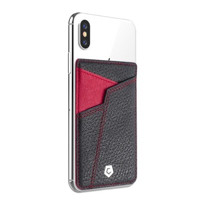 Cobble Pro Stick-On Genuine Leather Card Holder Adhesive Pocket Phone Wallet for iPhone 11 Pro Max XS X XR 8 Plus SE 2020 Samsung Google Pixel Black