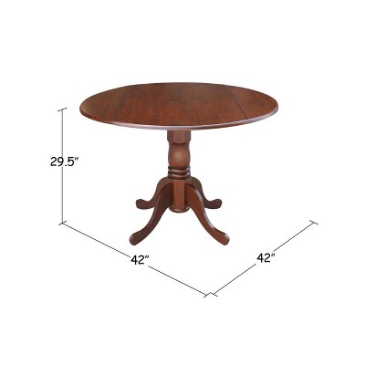 Cottage Charm Espresso 42" Round Wood Extendable Dining Table