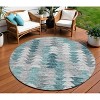 Dark Blue Aqua And Gray Geometric Washable Indoor Outdoor Area Rug - 2 of 4