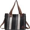 FATMOON Women's canvas shoulder bag, women's striped contrasting canvas crossbody bag, large capacity tote bag - 4 of 4