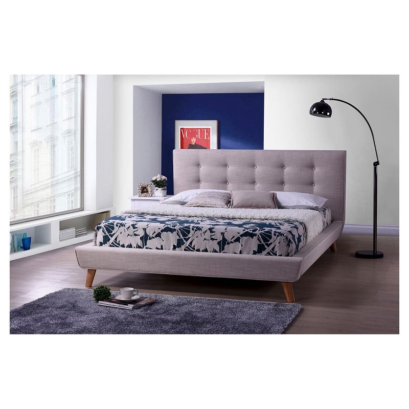 Jonesy Scandinavian Style Mid-Century Fabric Upholstered Platform Bed - Baxton Studio, 5 of 6