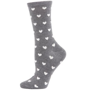 Memoi Women's Soft Heart Print Cashmere Blend Crew Sock - 1 of 3