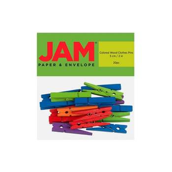 JAM Paper Wood Clip Clothespins Extra Large 2 Inch Assorted Colors 230734410