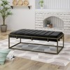 Ridstar 49 in. W Modern Rectangle Upholstered Velvet Ottoman Bench with Brass Finish For Living Room & Bedroom-Black - 2 of 4