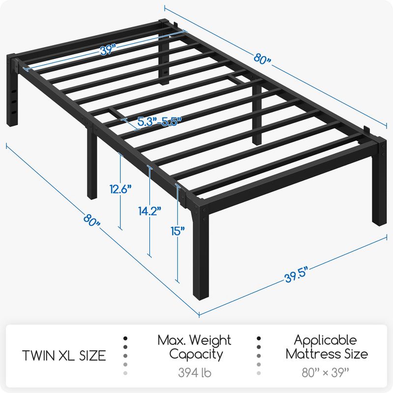 Yaheetech Metal Platform Bed Frame with Heavy Duty Steel Support, 3 of 8