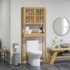 HOMCOM Bamboo Over the Toilet Storage Cabinet, Bathroom Space Saver Above Toilet with Double Slatted Doors, Adjustable Shelf and Open Shelf, Natural - 3 of 4