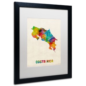 Trademark Fine Art -Michael Tompsett 'Costa Rica Watercolor Map' Matted Framed Art - 1 of 4