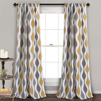 Home Boutique Mid Century Geo Light Filtering Window Curtain Panels Gold/Gray Set 52X95