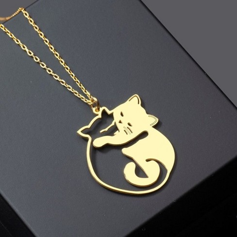 Womens Vintage Sterling Silver Cat outlet Pendant W/ Necklace 16g E5723