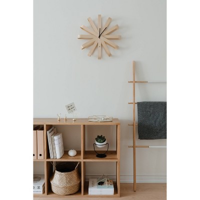 Natural Beech Wood Ribbon Wall Clock, 20" Diameter