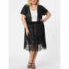 Agnes Orinda Women's Plus Size Short Sleeve Open Front Crochet Lace Allover Cropped Cardigan - 2 of 4