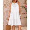 Coolmee Women Halter Neck Mini Dress Sleeveless Hollow Out A-Line Summer Dress - 3 of 4