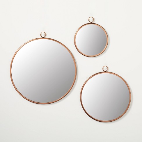3pc Circle Wall Mirror Set Copper, Circular Wall Mirror Set