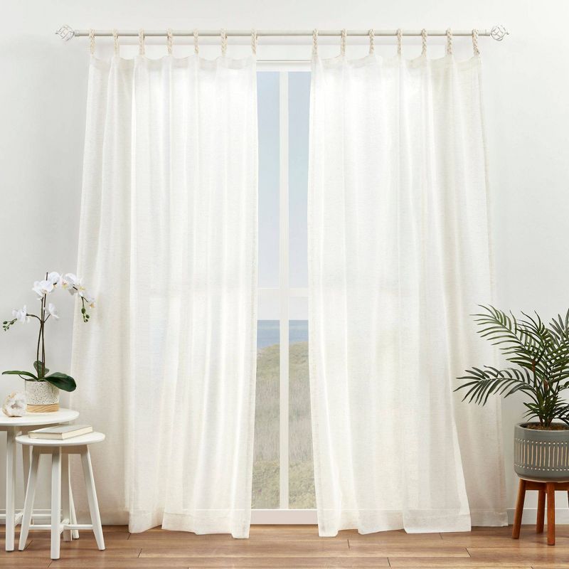 Set of 2 Duncan Braided Tab Top Sheer Curtain Panels Natural - Exclusive Home, 1 of 9