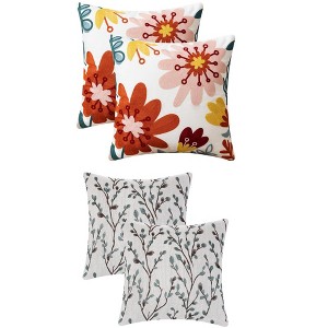 REGALWOVEN 4 Pcs Floral Embroidered Throw Pillow Cases for Sofa, Living Room 18" x 18" - 1 of 4