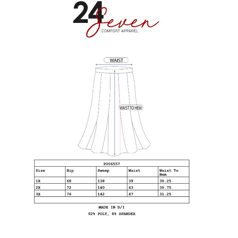 24seven Comfort Apparel Elastic Waist Pleated Pocket Plus Size Midi Skirt, 4 of 5