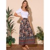 INSPIRE CHIC Women's Floral Skirts High Waist A Line Boho Maxi Skirt - 2 of 4