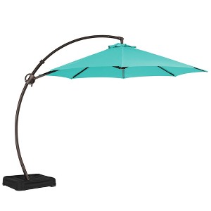 Hyleory 10/11/12 ft. Outdoor Curvy Cantilever Umbrella with Sand Bag Umbrella Base - 1 of 4