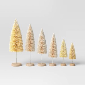 6ct Sisal Bottle Brush Tree Christmas Figurine Set White Neutral - Wondershop™ - 1 of 3