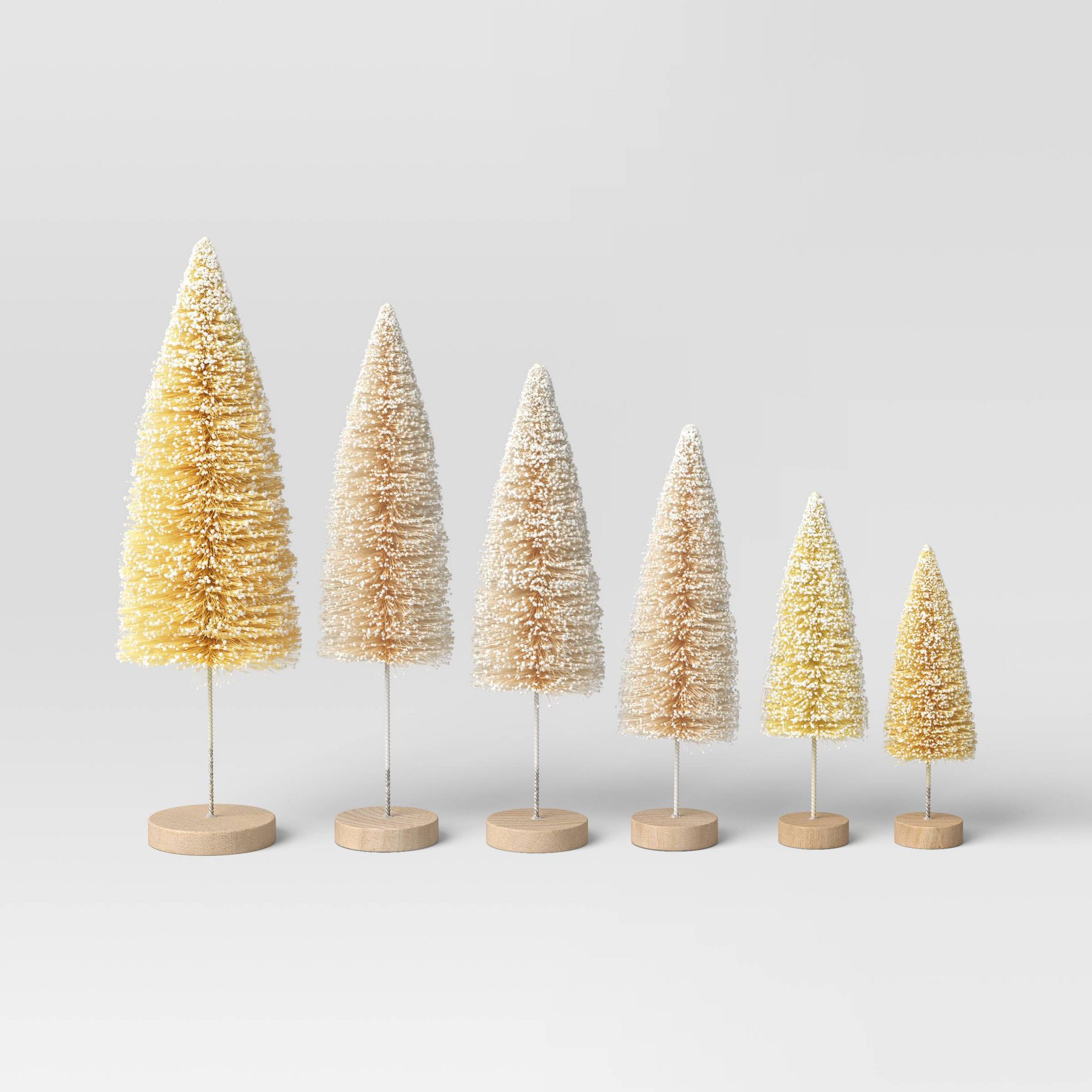 6ct Sisal Bottle Brush Tree Christmas Figurine Set White Neutral - Wondershop™
