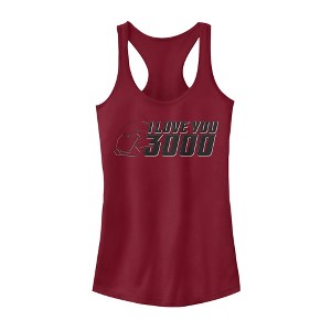 Juniors Womens Marvel Love You 3000 Iron Man Helmet Racerback Tank Top - 1 of 3