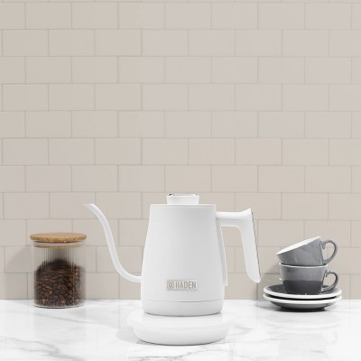 Ivory and Chrome Stainless Steel Gooseneck Electric Kettle