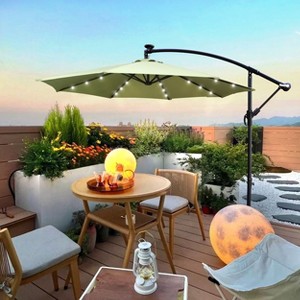 CAVINAS 10 FT Patio Umbrella with Base Deck Umbrella with Base with Night Light Cantilever Patio Umbrellas for Garden, Terrace - 1 of 4