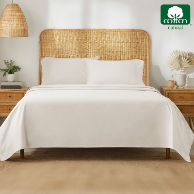 Natural Ivory Full Organic Cotton Percale Deep Pocket Sheet Set