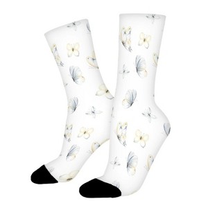 Gentle Butterflies Blue Women Printed Crew Socks Funny Funky Socks Soft Polyester Novelty Gifts for Artists Men - 1 of 1