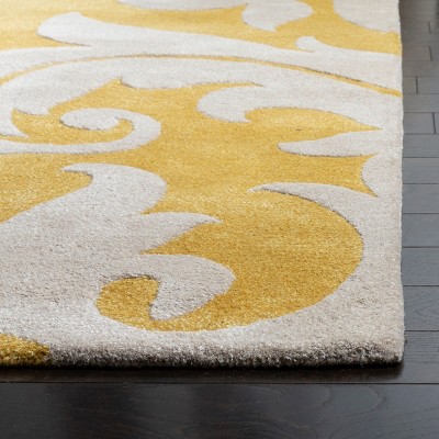 Ivory and Gold Hand-Tufted Wool and Viscose Area Rug