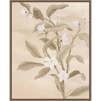 Sepia Orange Blossom Sketch II Canvas Wall Art with Bronze Frame