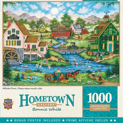 MasterPieces Hometown Gallery Millside Picnic 1000 Piece Jigsaw Puzzle by Bonnie White