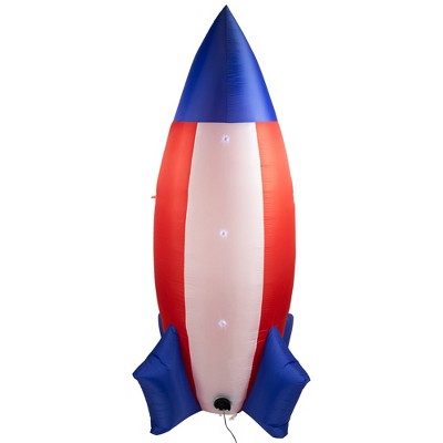 8' Red White and Blue Pre-lit Inflatable Rocket Outdoor Decoration