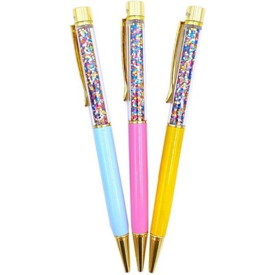 Packed Party Celebrate Everyday Pretty Confetti Pen Set; Fun Fancy and Colorful Ball Point Pen Pack for Journal Writing or Cute Planners; Great for