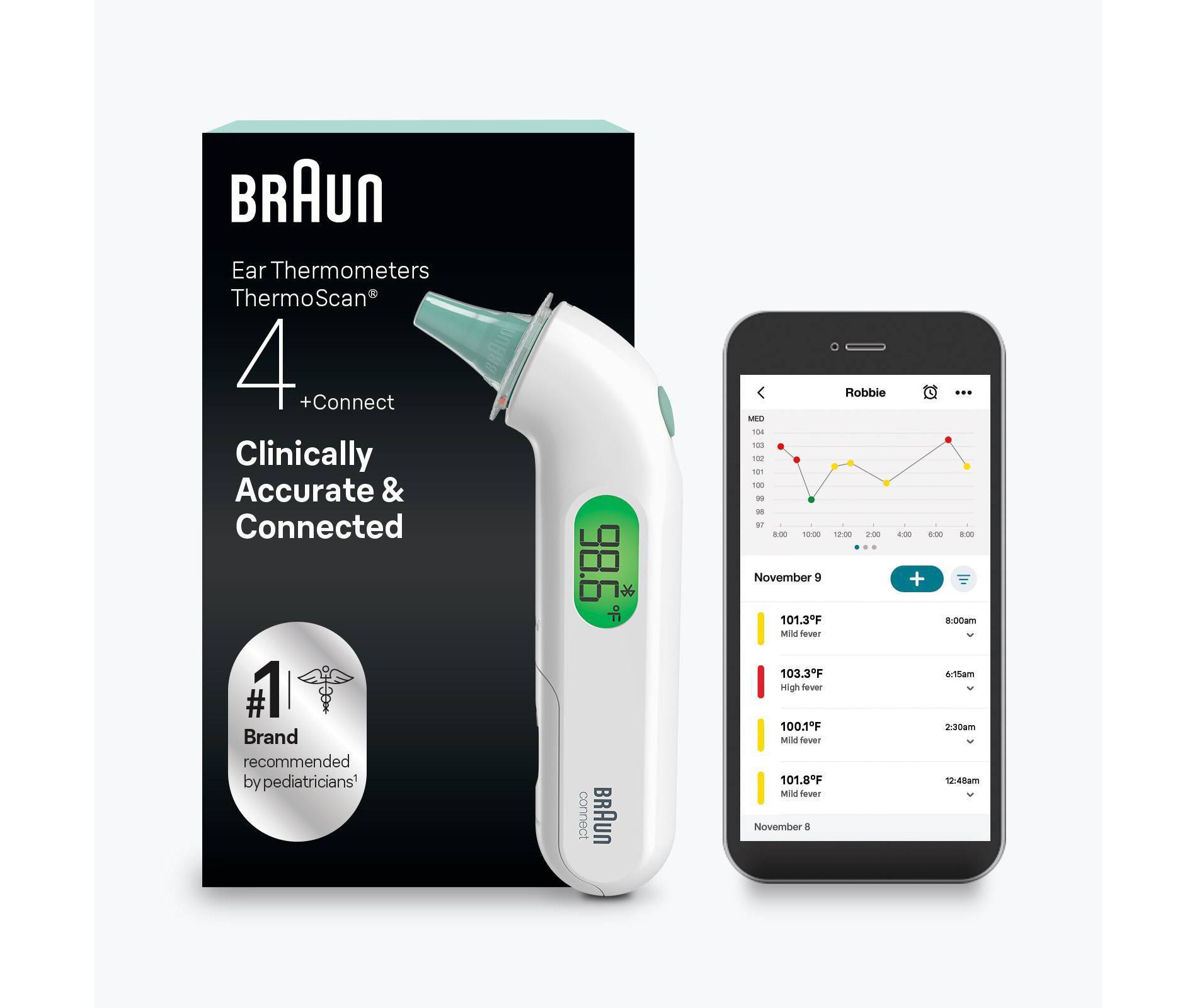 Braun ThermoScan 4+ Connect Ear Battery Health Thermometer
