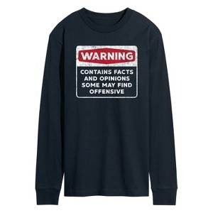 Men's - Instant Message - Warning Contains Facts And Opinions Long Sleeve Graphic T-Shirt - 1 of 4