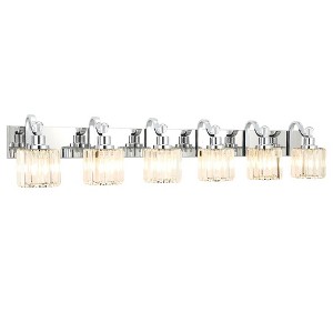 Whizmax LED Modern Crystal Bathroom Vanity Lights Over Mirror, Chrome Bathroom Light Fixtures Wall Light, 6-Light - 1 of 4