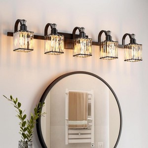 Whizmax Bathroom Vanity Light Fixtures Modern Crystal Vanity Light Fixtures, Light Modern Crystal Wall Lighting with Square Shade, Black - 1 of 4