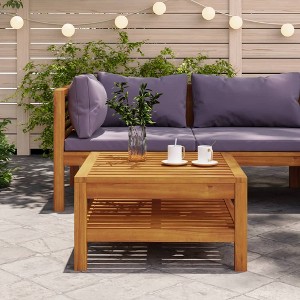 vidaXL Coffee Table 25.6"x25.6"x13.8" Solid Acacia Wood - 1 of 4
