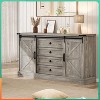Farmhouse 59" Wood Dresser w/ Sliding Barn Doors & 4 Drawers - TV Stand, Bedroom/Living Room Storage - 2 of 4