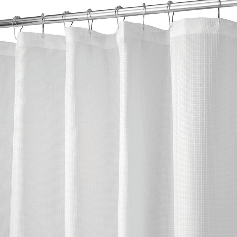 iDESIGN 72&#34;x72&#34; Carlton Fabric Shower Curtain White, 3 of 5